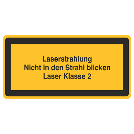 Laserwarnetikett / Laserstrahlung Nicht in den Strahl blicken / Laser Klasse 2