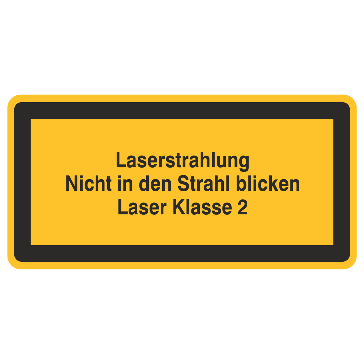 Laserwarnetikett / Laserstrahlung Nicht in den Strahl blicken / Laser Klasse 2