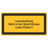 Laserwarnetikett / Laserstrahlung Nicht in den Strahl blicken / Laser Klasse 2