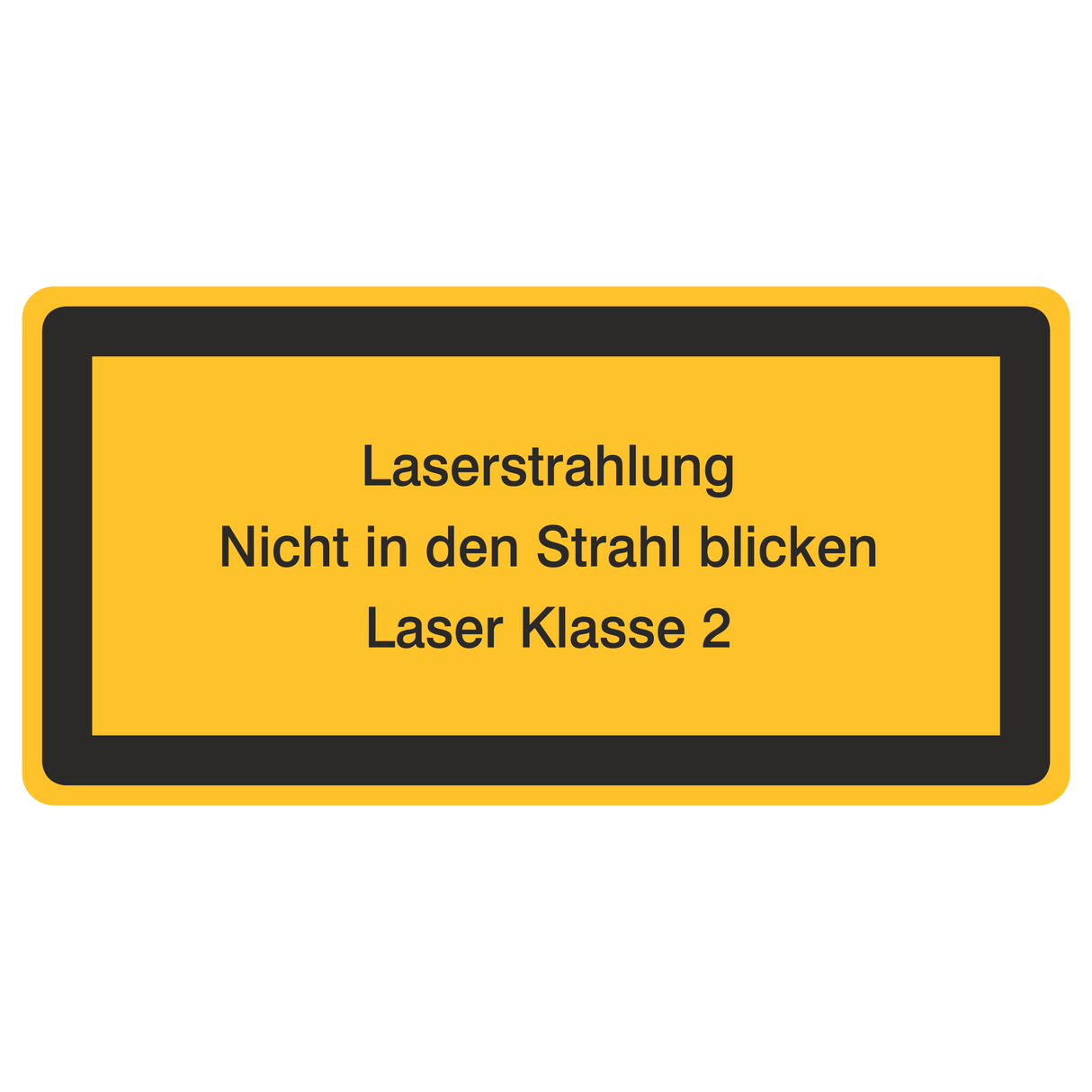 Laserwarnetikett / Laserstrahlung Nicht in den Strahl blicken / Laser Klasse 2