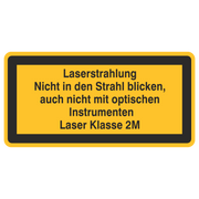 Laserwarnetikett / Nicht in den Strahl blicken, auch nicht mit optischen Instrumenten / Laser Klasse 2M
