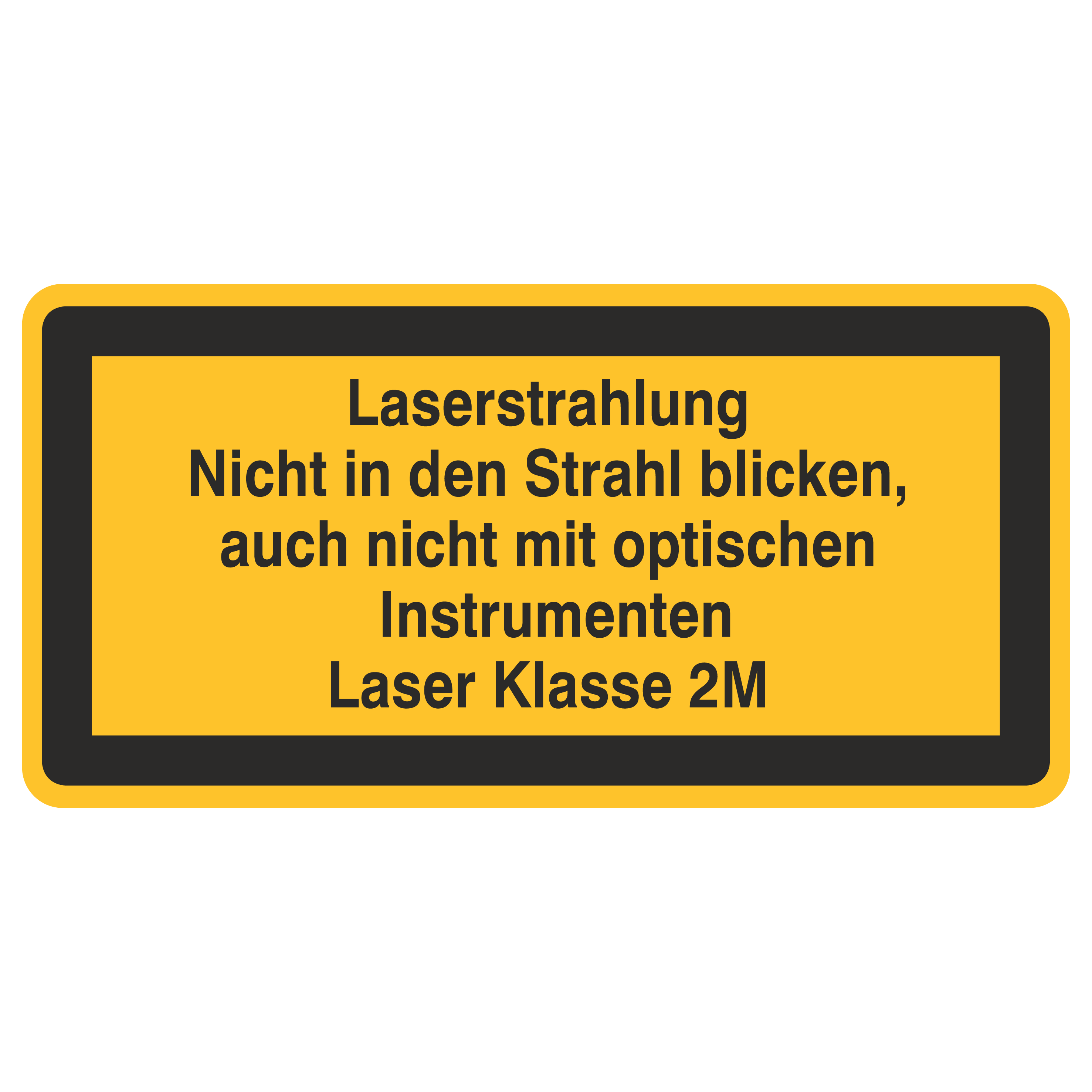 Laserwarnetikett / Nicht in den Strahl blicken, auch nicht mit optischen Instrumenten / Laser Klasse 2M