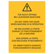 Betriebskennzeichnung / Tür nicht öffnen bei laufender Maschine DE/ENG/FR/IT/ES