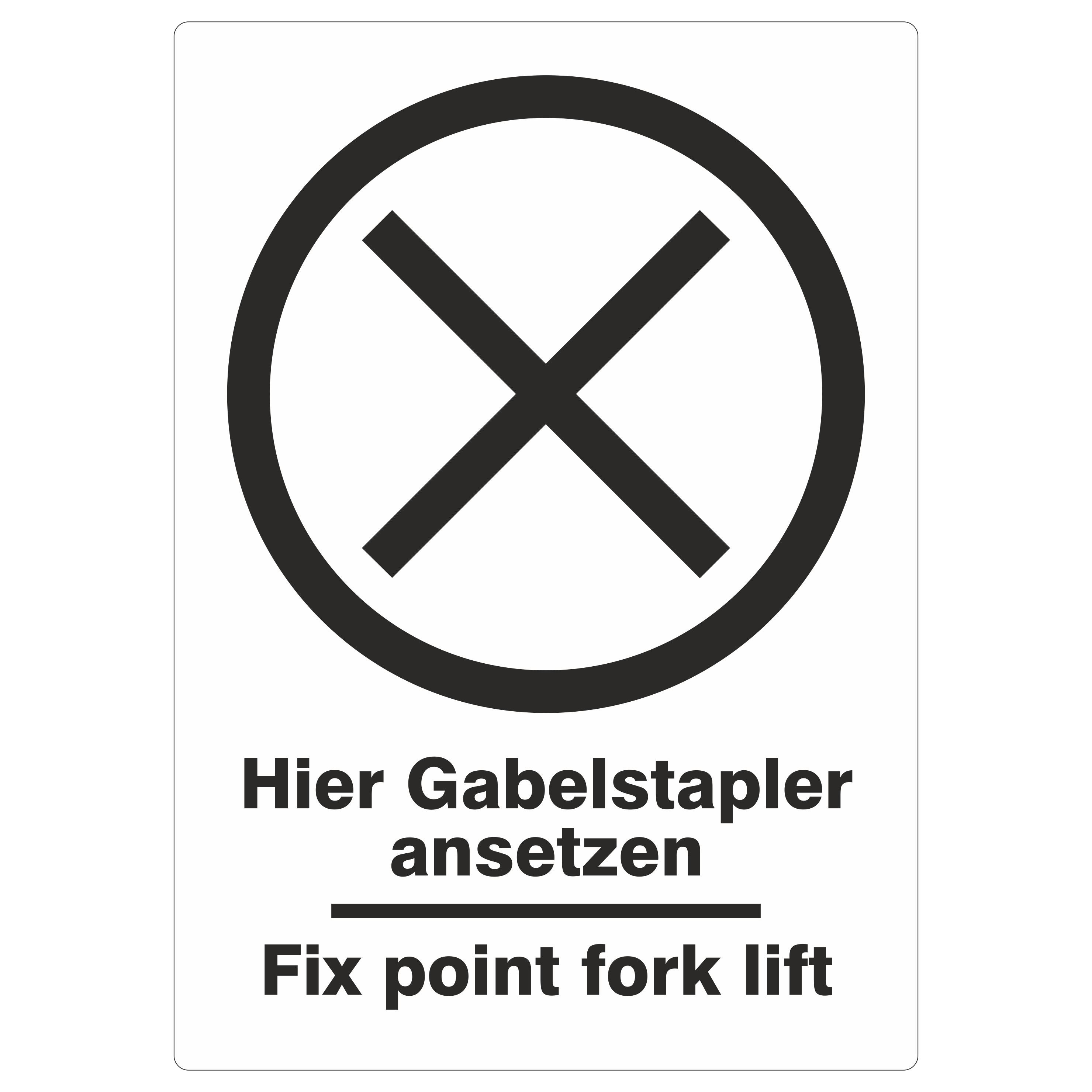 Betriebskennzeichnung / Hier Gabelstapler ansetzen DE/ENG