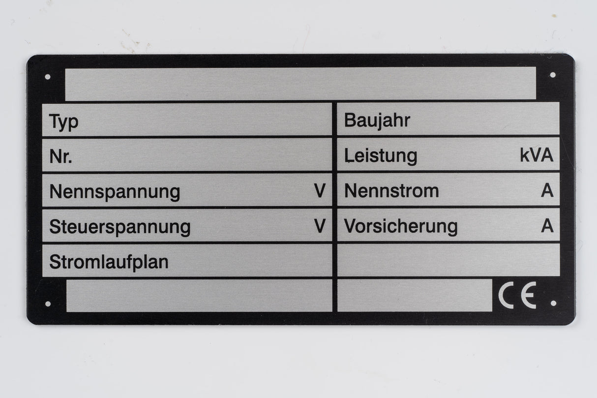 Maschinen Typ Schild 105x52mm