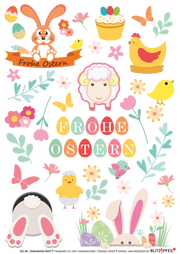 Oster Sticker - Küken, Hasen und Schäfchen