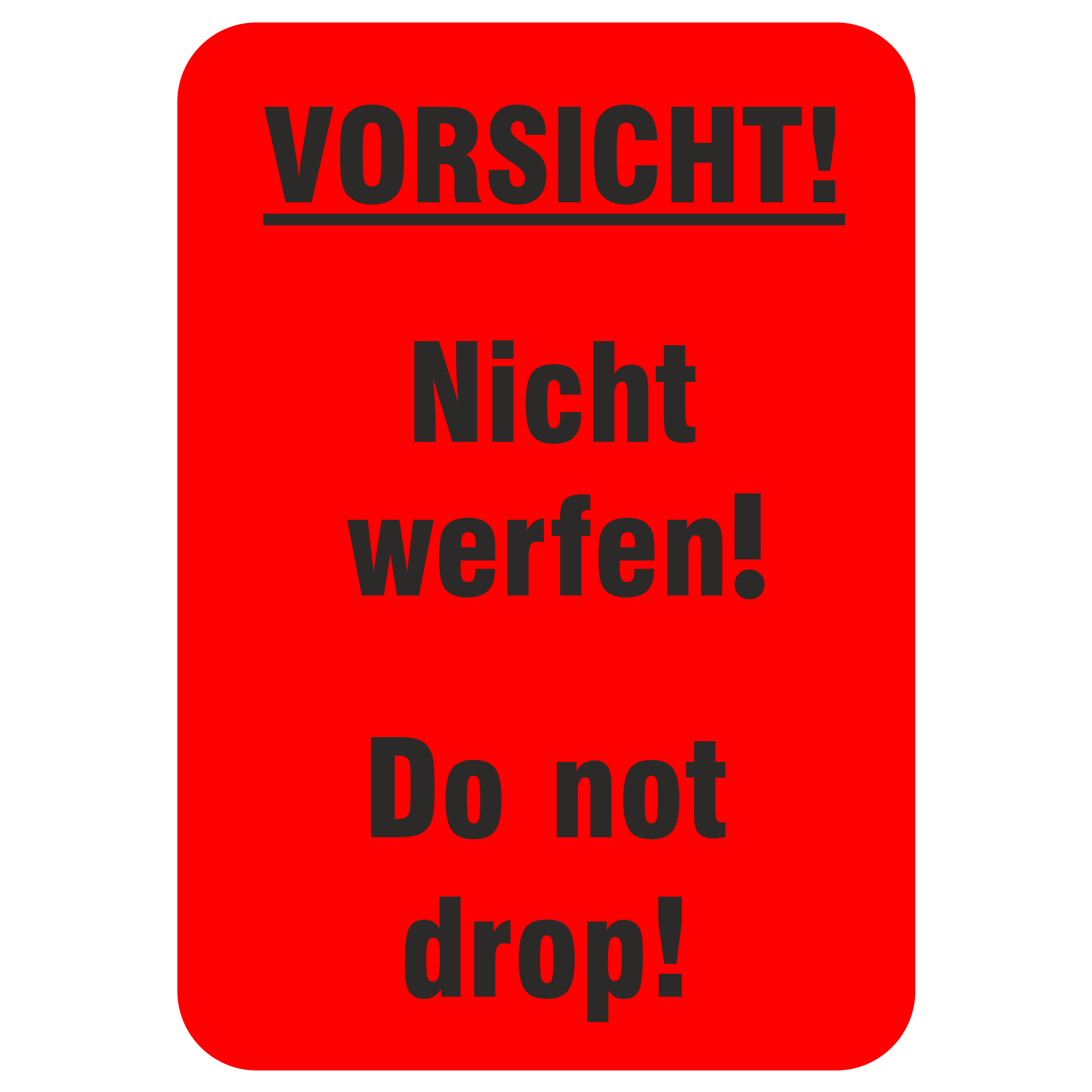 Verpackungskennzeichnung - Vorsicht! Nicht werfen DE/ENG